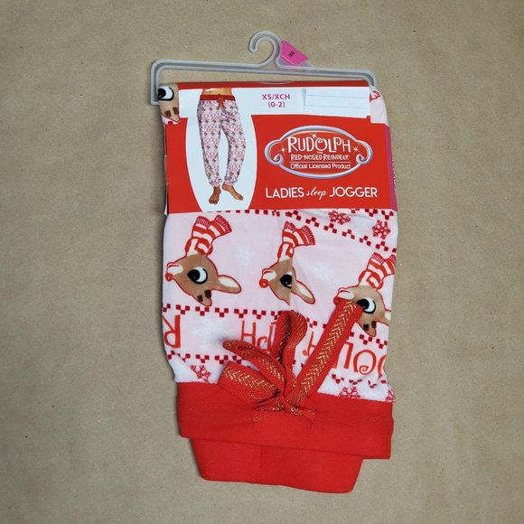 Rudolph Pajama Pants XS (0-2) Pink/Red - Picture 7 of 8